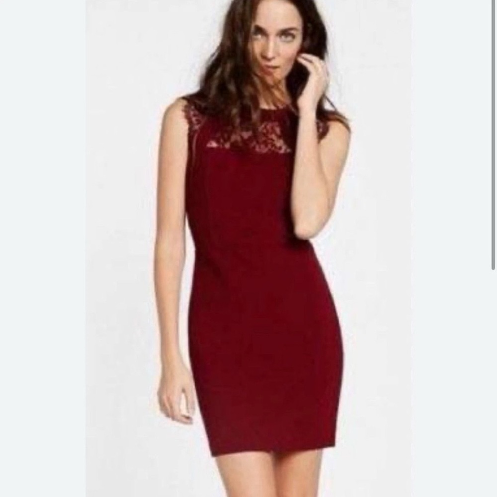 Express sleeveless lace back maroon sheath mini dress